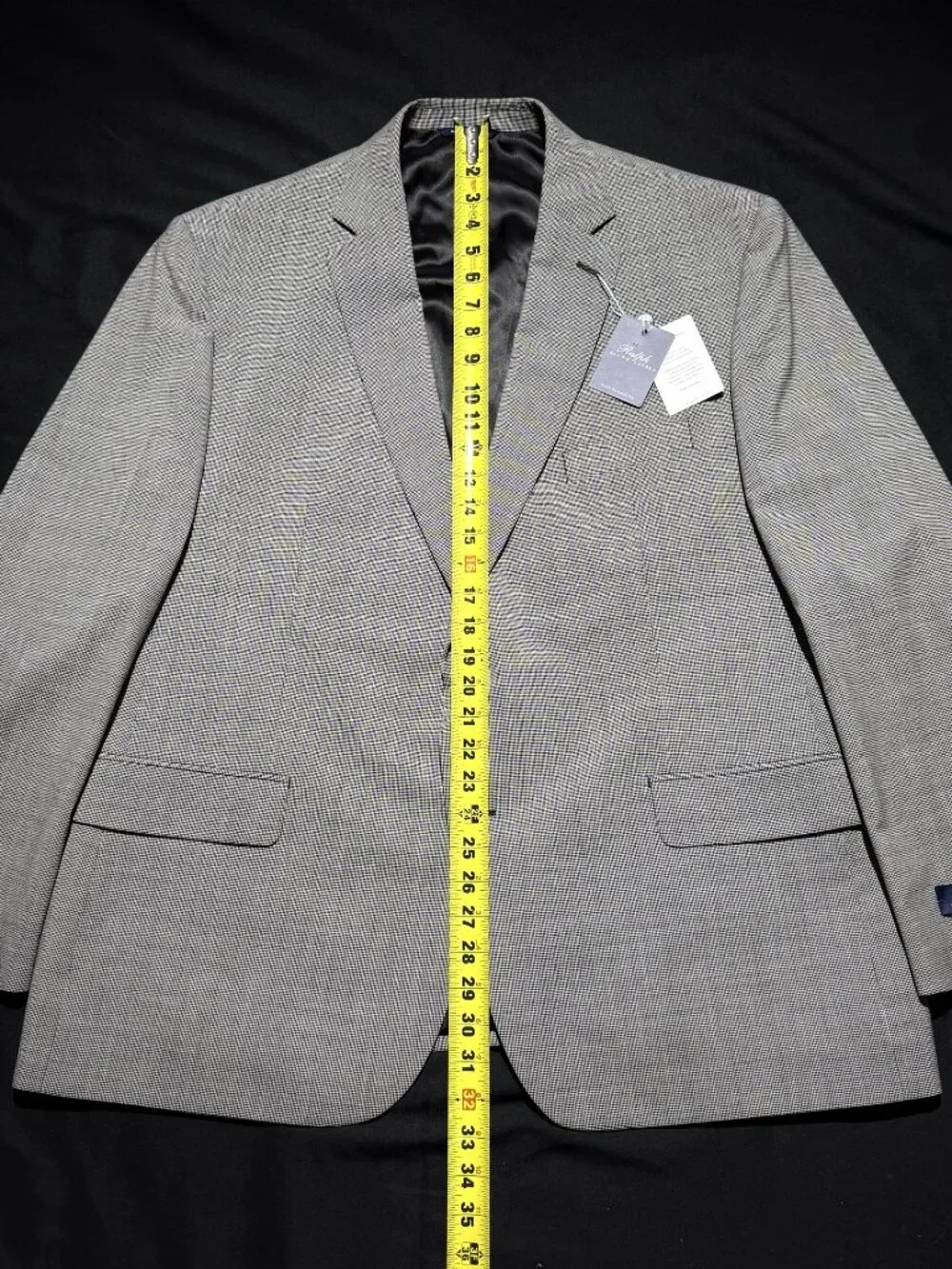NWT Ralph by Ralph Lauren 2pc Suit 50R 45W BlK/White Houndstooth Wool Unaltered